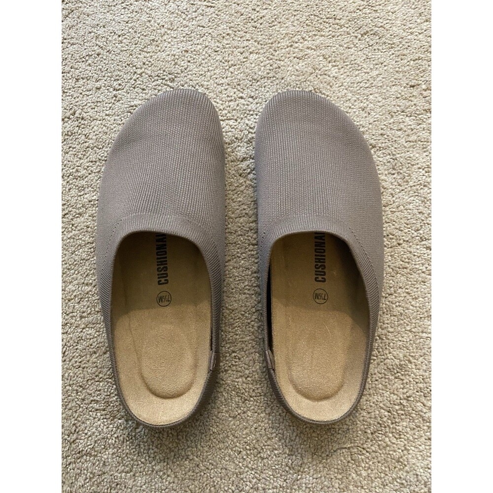 Cushionaire Sils Knit Clog Mule Slip On Womens Size 7.5 Cork Footbed Brown